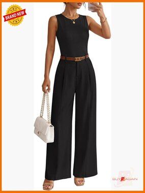 Slim Fit Knit Tank Top and Wide Leg Palazzo Pant Set